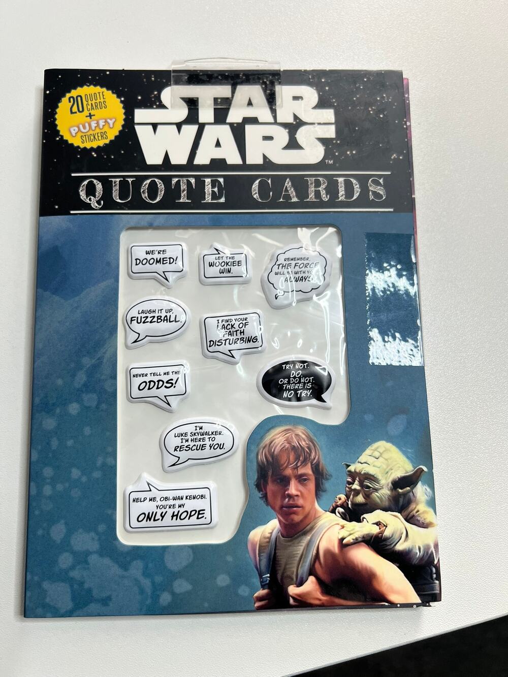 20 STAR WARS QUOTE POST CARDS PLUS PUFFY STICKERS NEW